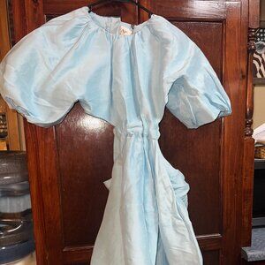 Aje Sky Blue Backless Dress with Puff Sleeves